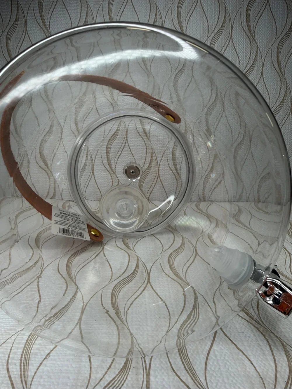Clear Plastic Beverage Dispenser Brown Faux Leather/ Rubber Strap NWT